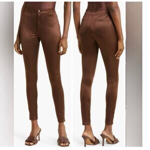 SKIMS Disco Leggings Sz S Shiny High Waist Cocoa Brown Glam Night Out Club wear